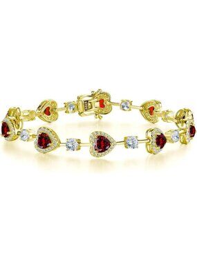 Gemlanto Women Garnet Silver Gemstone Heart Bracelet luxury Fashion Fine Jewelry